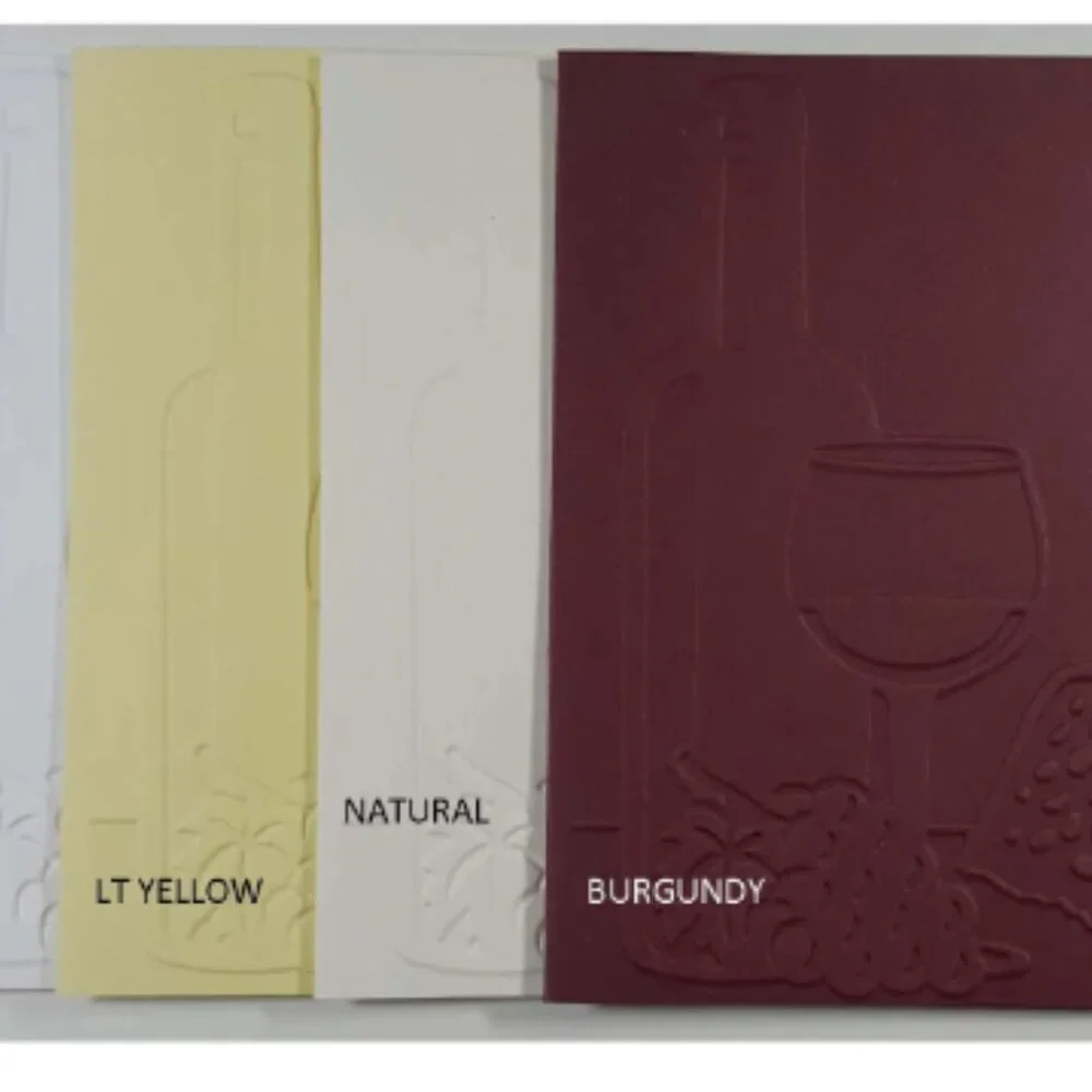 Cheese & Wine Embossed Note Cards w Matching Envelopes, Set of 6, Embossed Cards